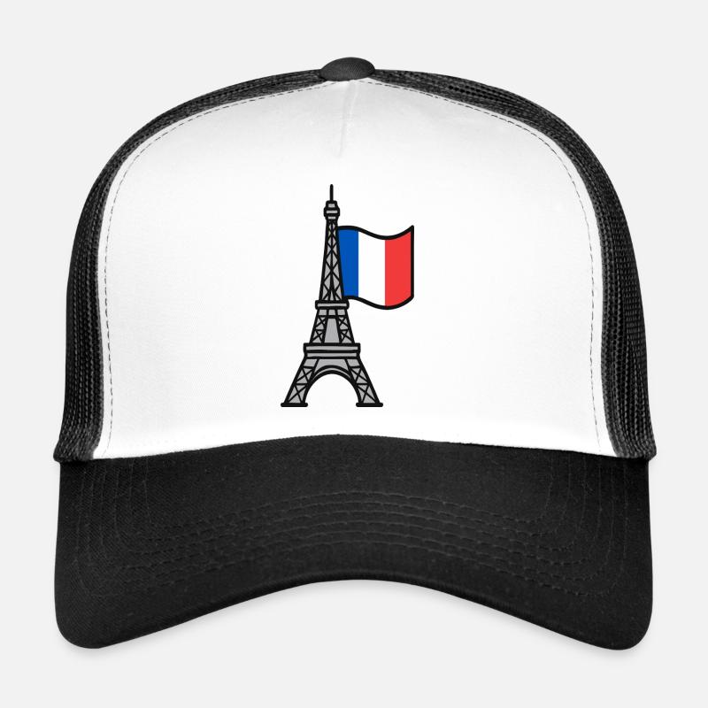 Tour Eiffel avec drapeau français Casquette trucker 