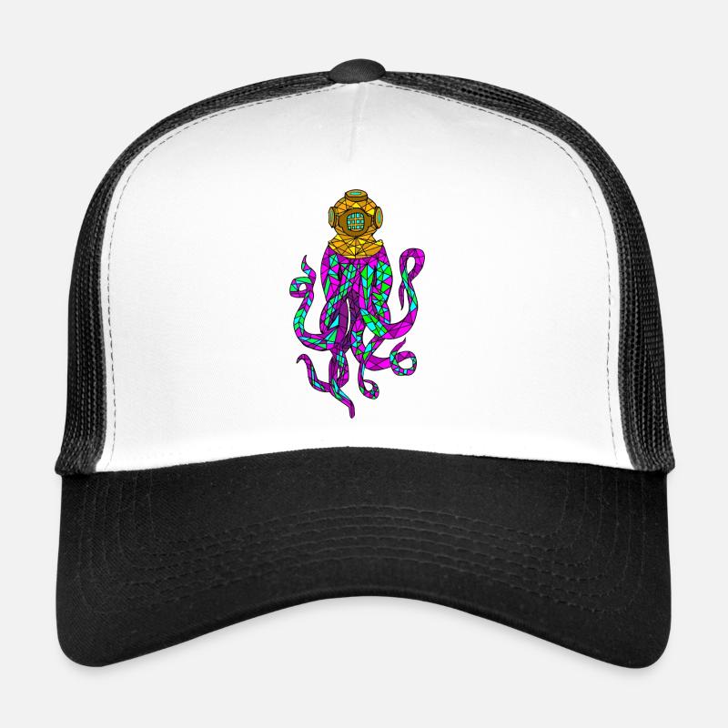 Futuristisches Buntglas-Oktopus-Design Trucker Cap