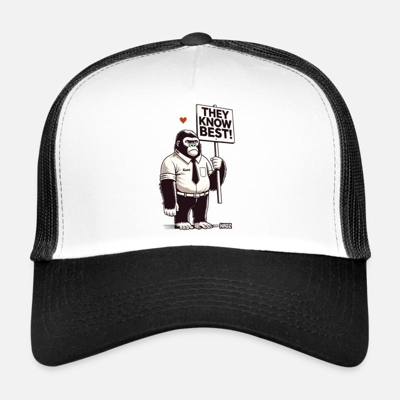 Comic-Gorilla mit Schild „Sie wissen es besser" Trucker Cap