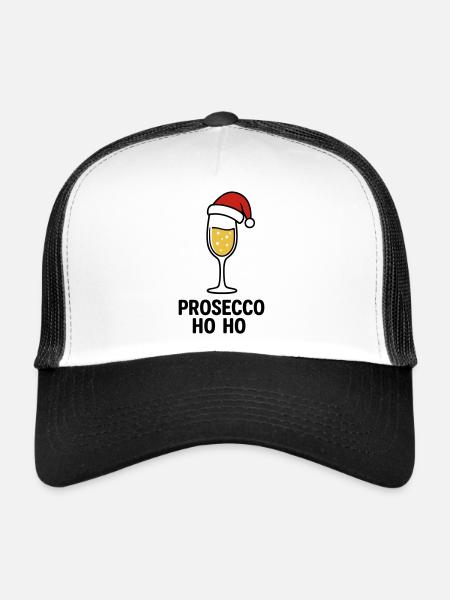 Prosecco Ho Ho – Christmas Prosecco Sweater - Trucker Cap - white/black - Front