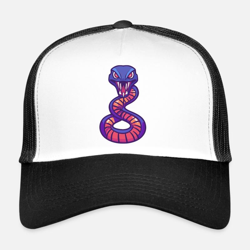 Schlange Kobra Halloween Giftig - Trucker Cap - Weiß/Schwarz