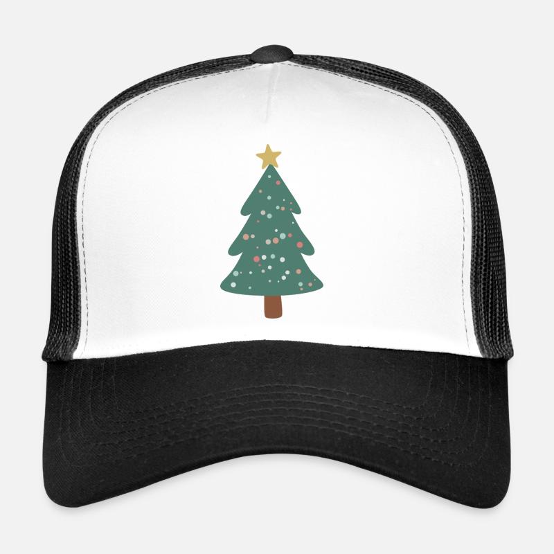 Sapin de Noël vert forêt avec des points Casquette trucker 