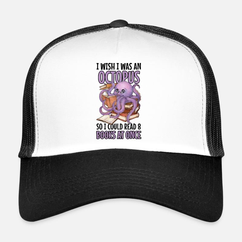 Lesender Oktopus im Bücherstapel Buch Geschenk Trucker Cap