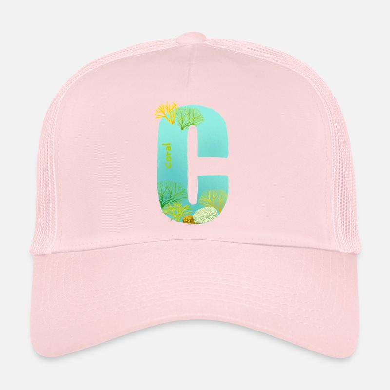 Récif de corail C lettre Design bleu vert Turquoise Casquette trucker 