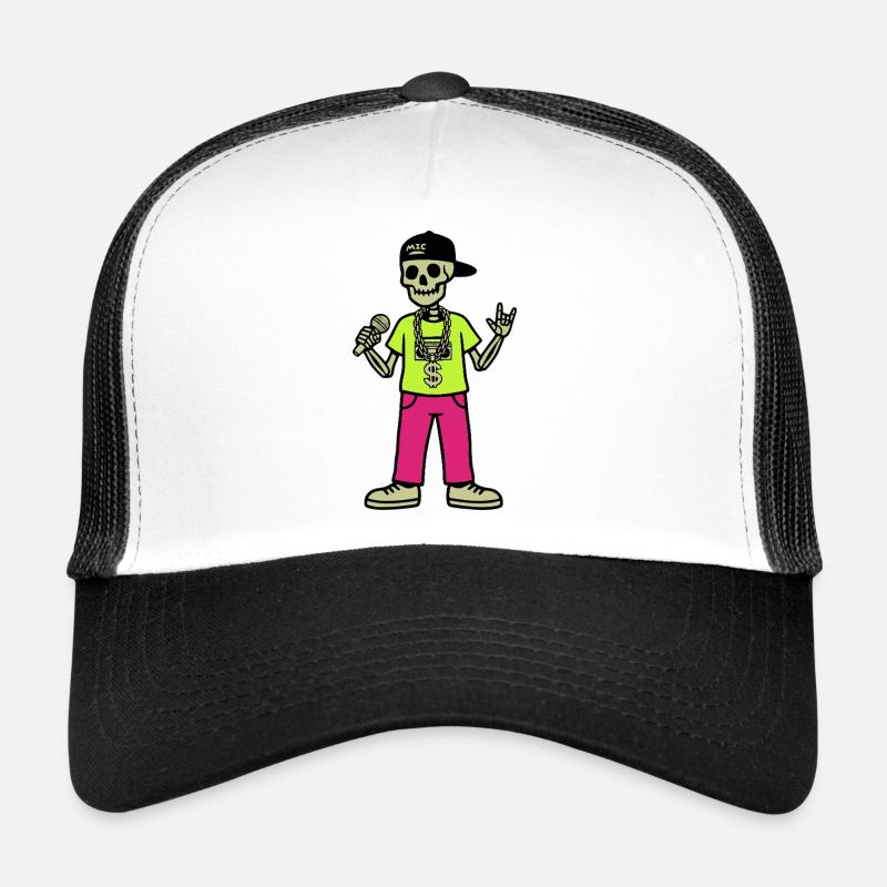 Skelett Rapper – Mic, Kette & Neon Vibes Trucker Cap