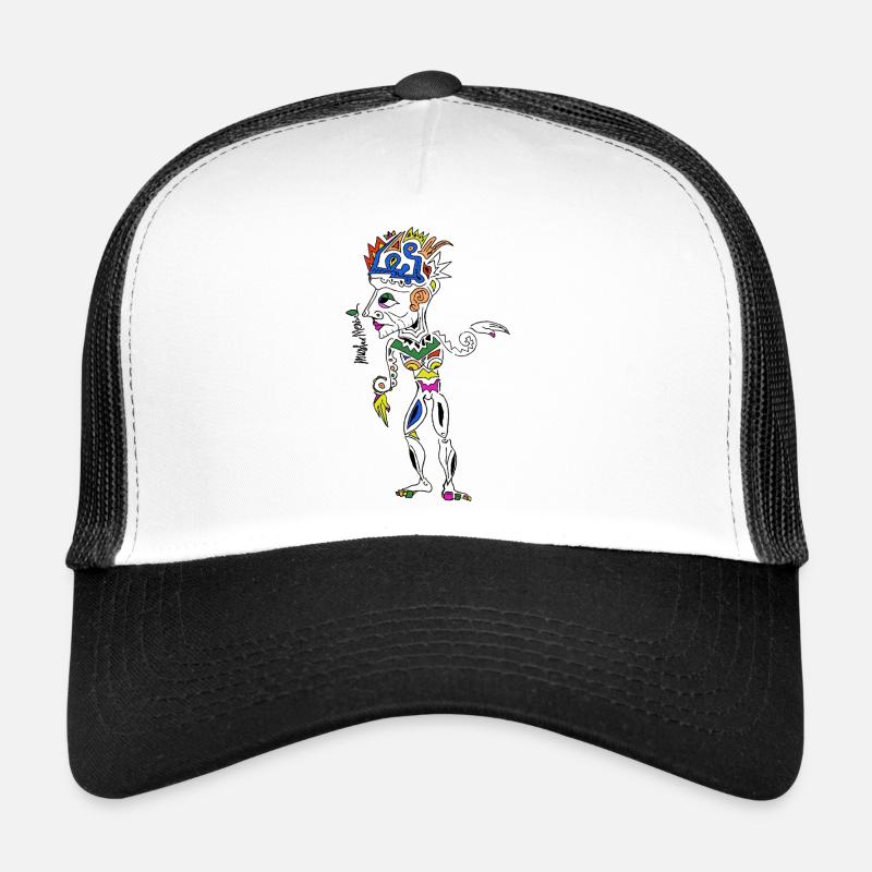 Farbige Stammesmaske Krone - Trucker Cap - Weiß/Schwarz