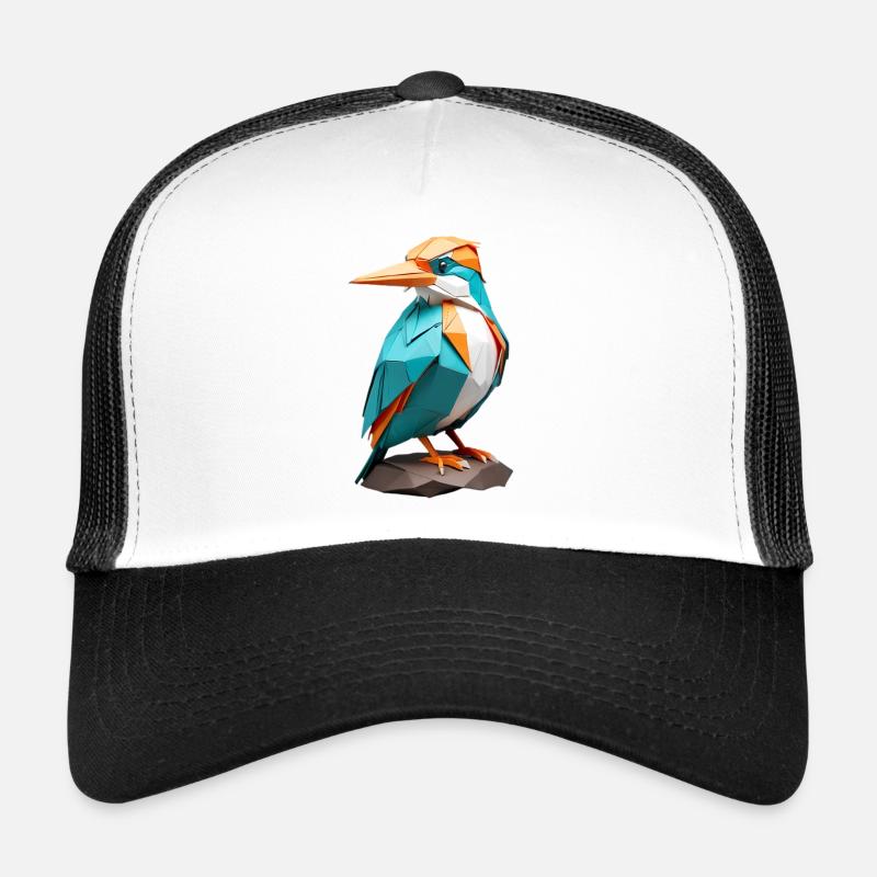 Geometric parrot bird in turquoise-orange Trucker Cap
