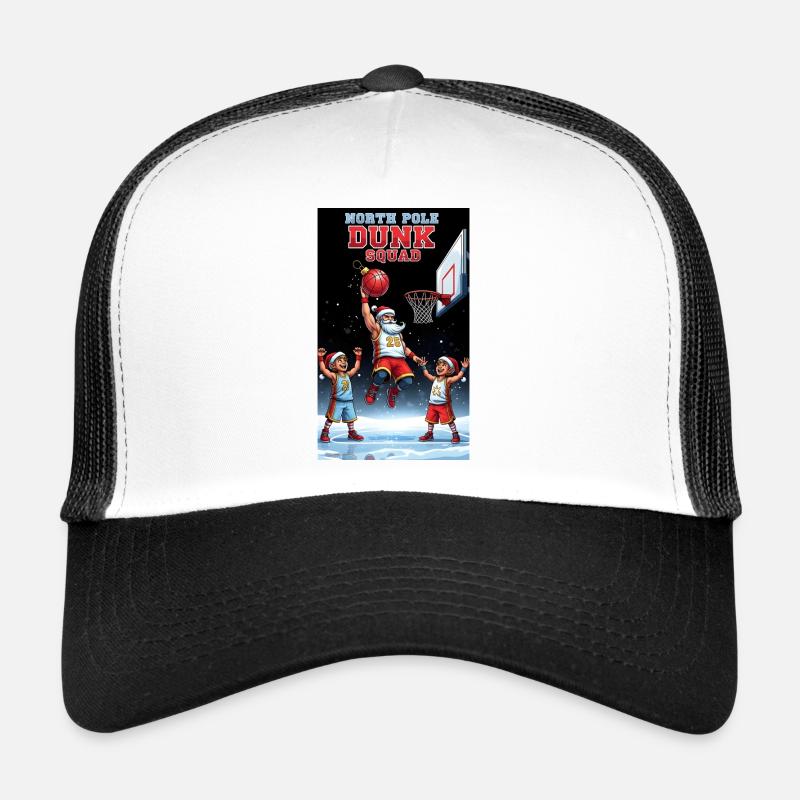 Santa Dunking Basketball North Pole Dunk Squad Trucker Cap