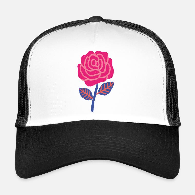 Ruby rose with blue leaves Trucker Cap
