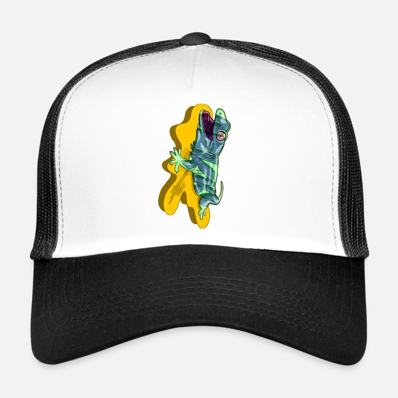 Gecko-Abdruck - Trucker Cap - Weiß/Schwarz