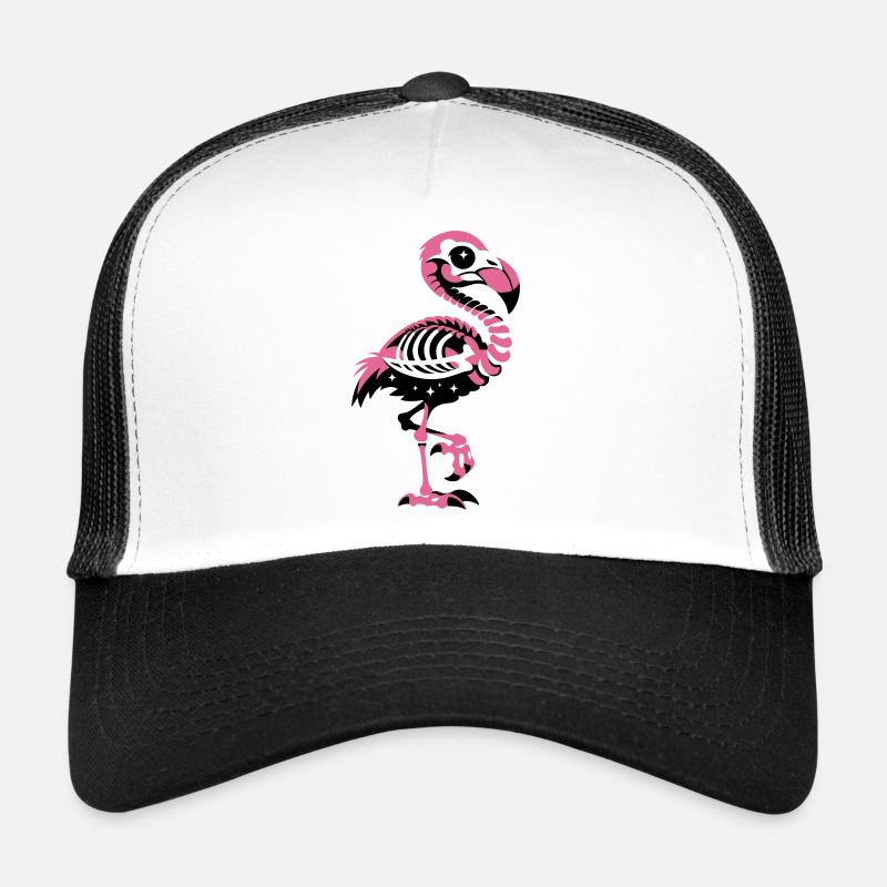 Flamingo Skeleton Pink Gothic Trucker Cap