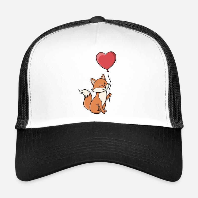 Cute Fox Holding a Red Heart Balloon Trucker Cap