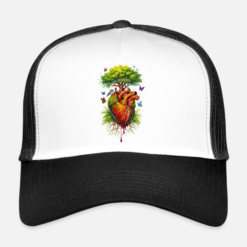 A tree grows on an anatomical heart Trucker Cap