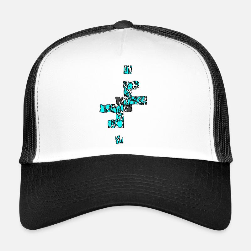Zerbrochener Diamant in Blau - Trucker Cap - Weiß/Schwarz