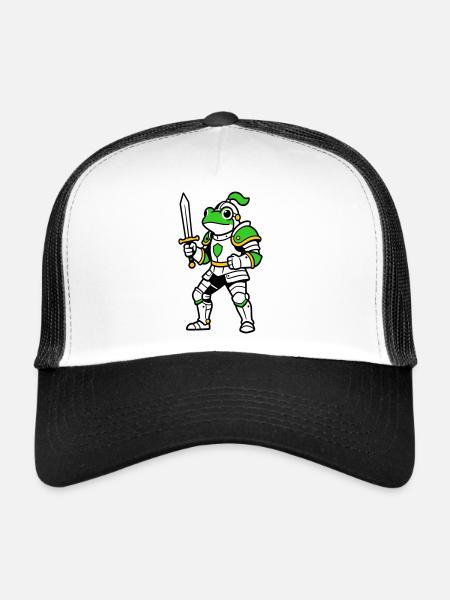 Chevalier Grenouille - Casquette trucker  - blanc/noir - Devant