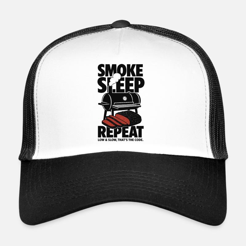 Smoke Sleep Repeat BBQ Design Casquette trucker 