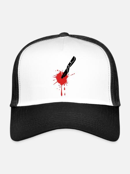 SANG DE COUTEAU - Casquette trucker  - blanc/noir - Devant