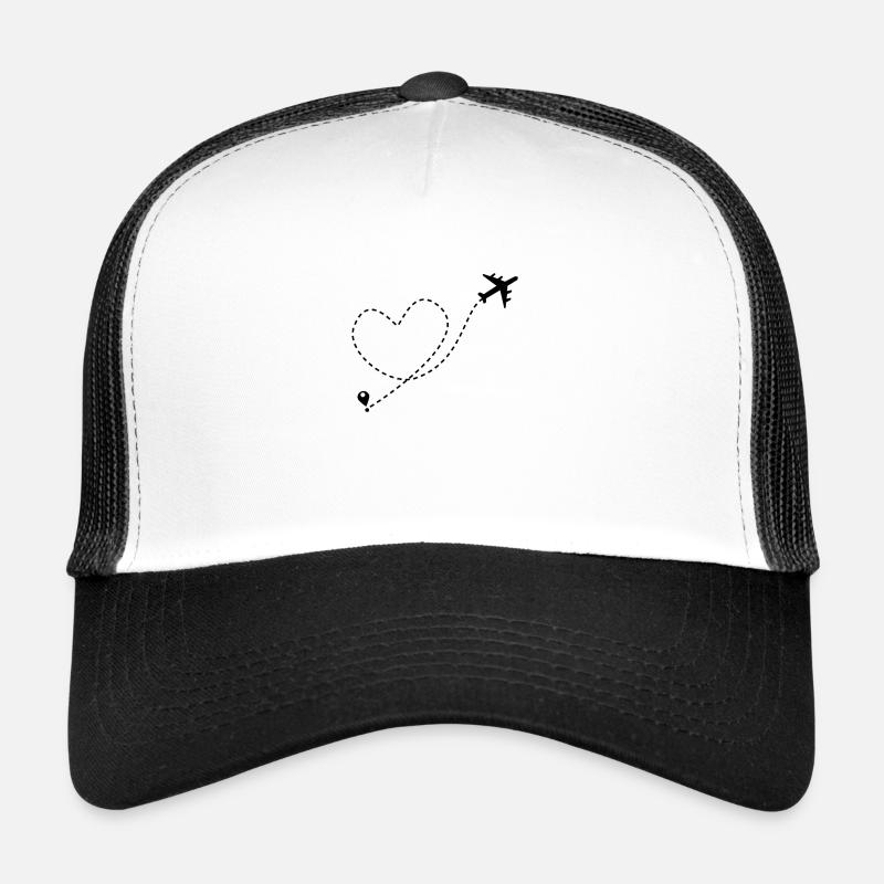 heart plane ride - Trucker Cap - white/black