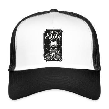ROUE, HIPSTER, T-SHIRT, VTT, IDÉE CADEAU, - Casquette trucker  - blanc/noir - Devant