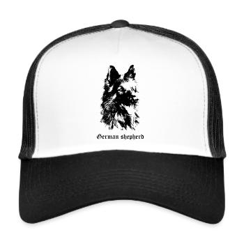 chien de race berger allemand - Casquette trucker  - blanc/noir - Devant
