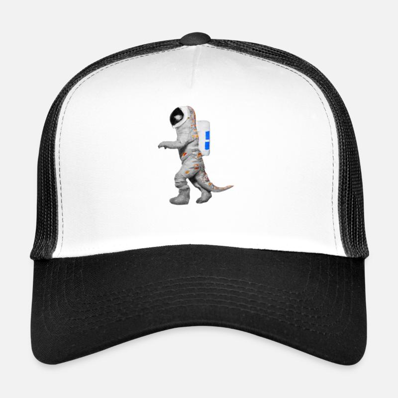 Dino Astronaut Tyrannosaurus Rex Geschenkidee - Trucker Cap - Weiß/Schwarz