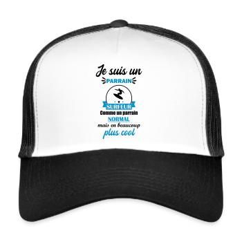 parrain surfeur cool, cadeau sufeur - Casquette trucker  - blanc/noir - Devant