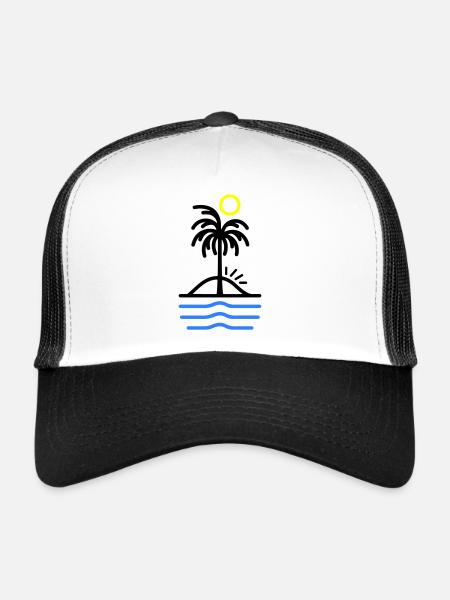 Île des Palmiers - Casquette trucker  - blanc/noir - Devant