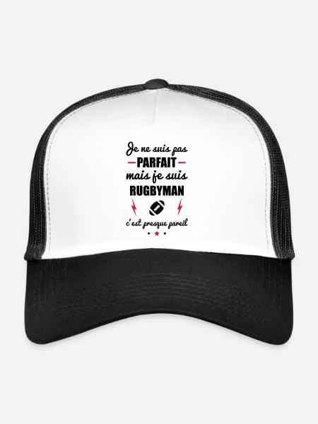 pas parfait mais rugby, cadeau rugbyman - Casquette trucker  - blanc/noir