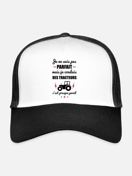Pas parfait tracteur, cadeau fête des pères - Casquette trucker - blanc/noir