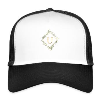 U Monogramm Eukalyptus Kranz - Trucker Cap - Weiß/Schwarz - Vorne