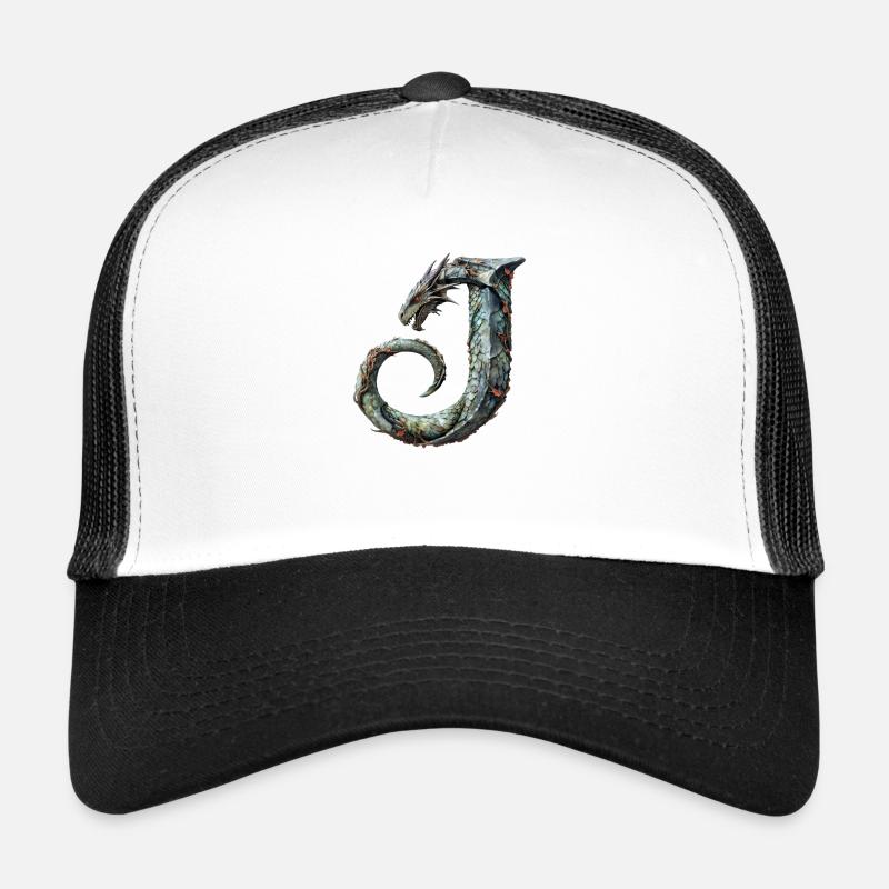 Buchstabe "J" im Drachendesign. Trucker Cap