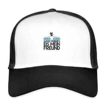 Ganz dünnes Eis mein Freund Katze Eisscholle - Trucker Cap - Weiß/Schwarz - Vorne