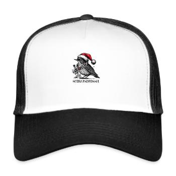 Schnaps Drossel Vogel Weihnachten - Trucker Cap - Weiß/Schwarz - Vorne