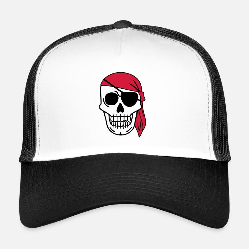 Pirate with Headscarf Sailor Skeleton Skull Head Trucker Cap