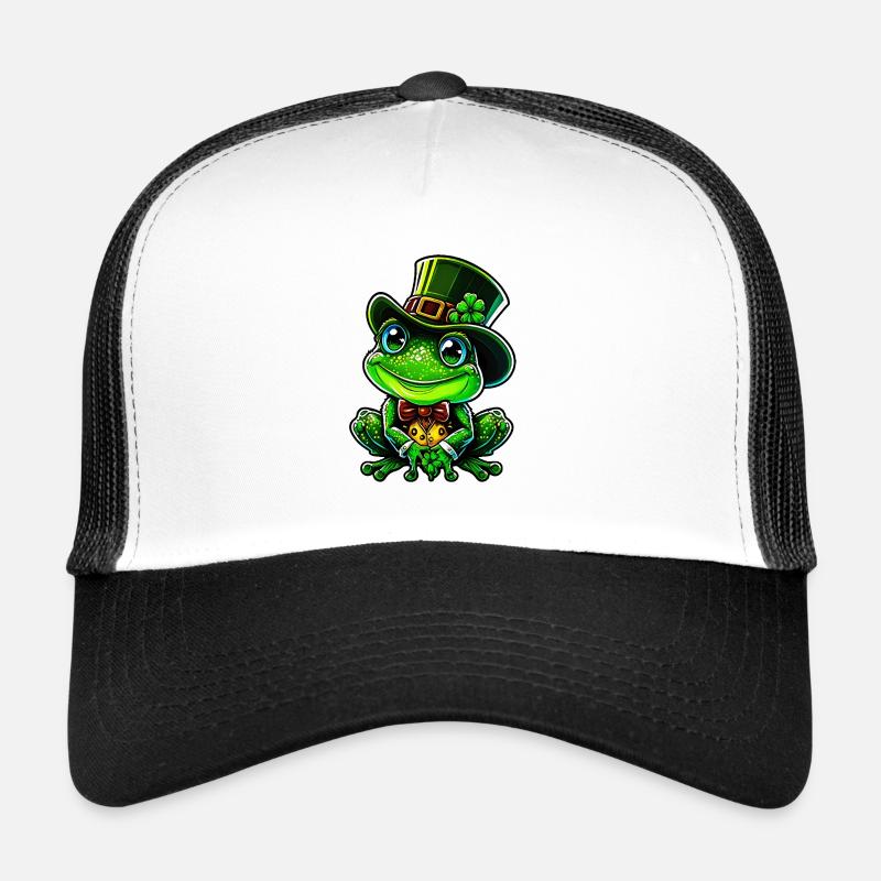 Grenouille joyeuse avec chapeau haut de forme de la Saint-Patrick Casquette trucker 