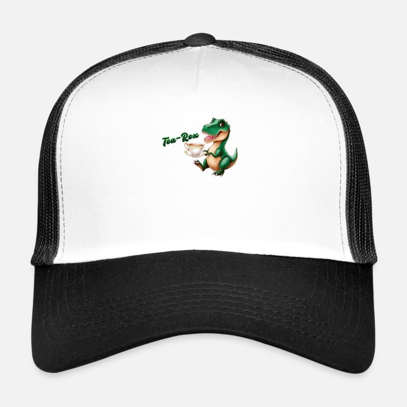 Tea-Rex |T-Rex | Rex | Dinosaure | Calembour - Casquette trucker  - blanc/noir