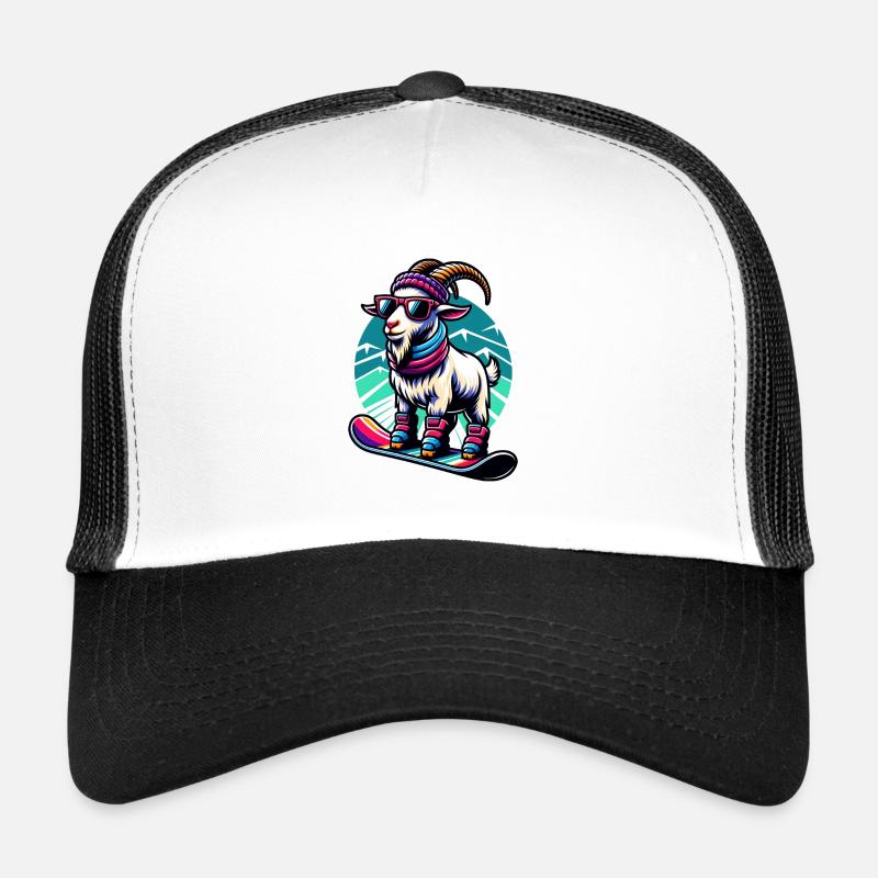 Conception d’aventure hivernale de snowboard de chèvre Casquette trucker 