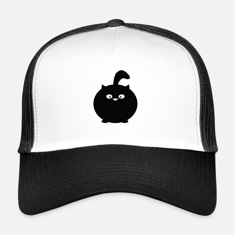 sehr dicke runde schwarze Katze - Trucker Cap - Weiß/Schwarz