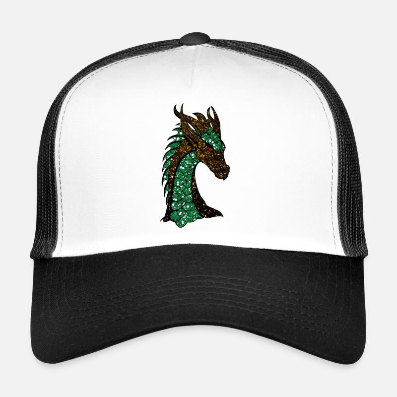 Der grün gold glitzernde Drache Trucker Cap