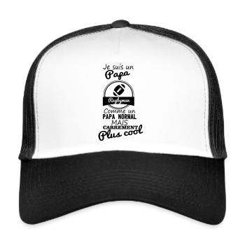 Papa rugbyman - Casquette trucker  - blanc/noir - Devant