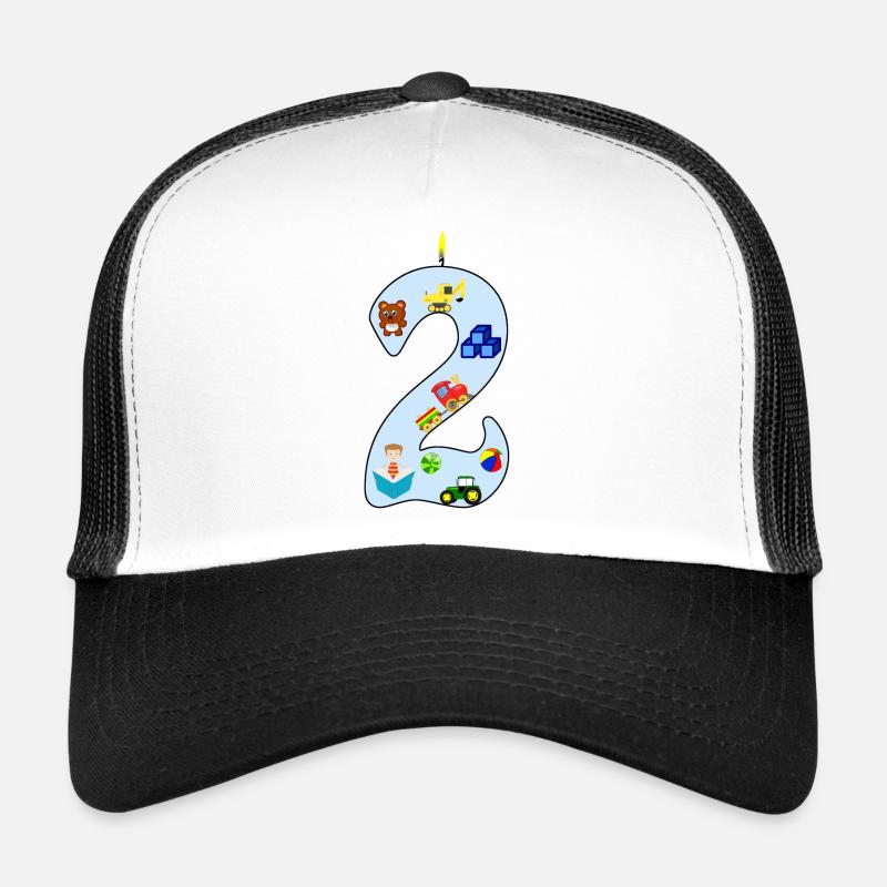 Zweiter Geburtstag Bagger Trecker Geschenk 2 Jahre - Trucker Cap - Weiß/Schwarz