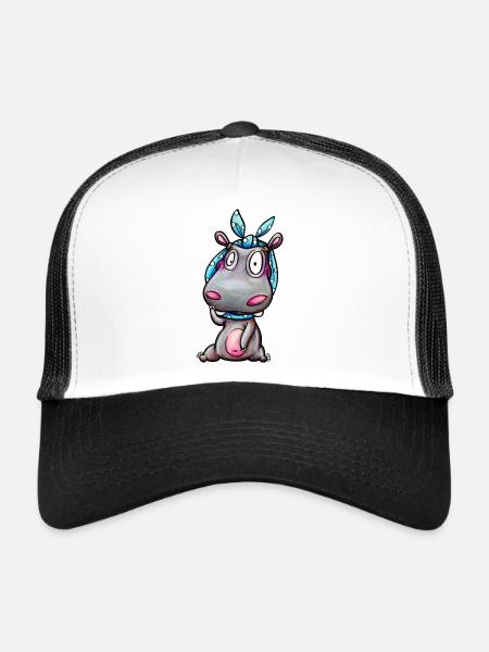 hippo with kerchief - Trucker Cap - Weiß/Schwarz