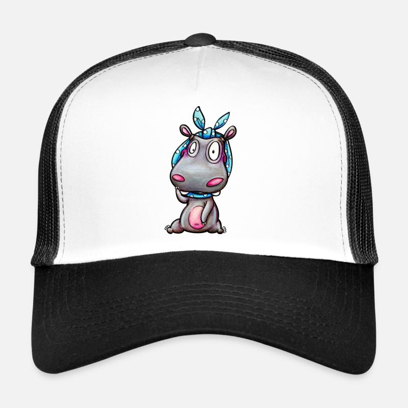 hippo with kerchief - Trucker Cap - Weiß/Schwarz
