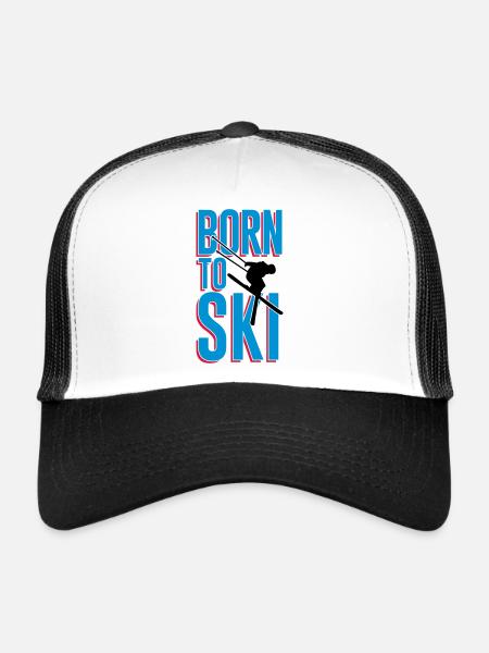 Né à ski - Casquette trucker  - blanc/noir - Devant