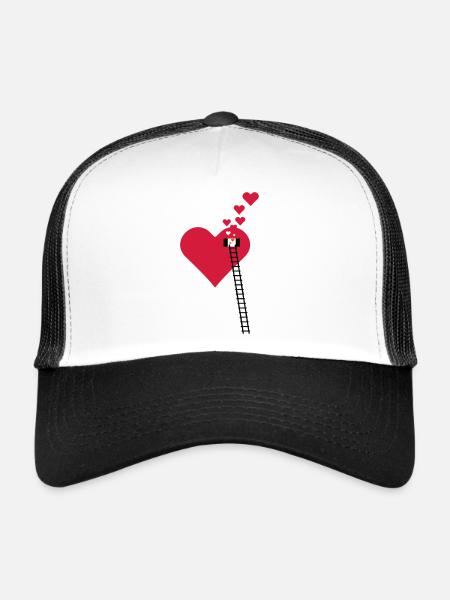 Échelle à la fenêtre - Fensterln / window heart (3c) - Casquette trucker  - blanc/noir - Devant
