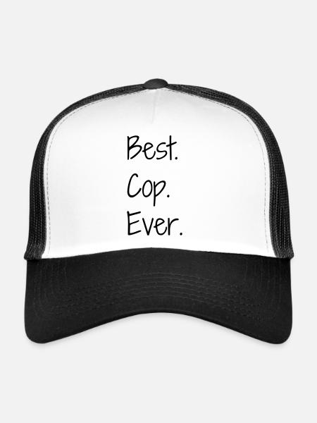 Police / Policier / Flic / Sécurité - Casquette trucker  - blanc/noir - Devant