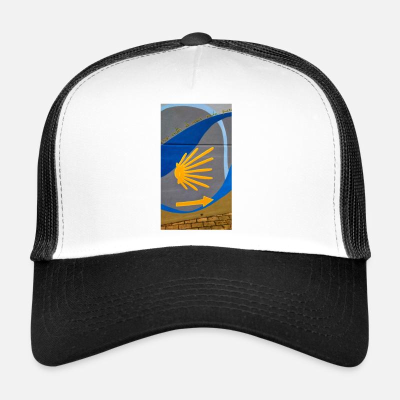 Goldene Strahlen auf urbanem Bogen - Trucker Cap - Weiß/Schwarz