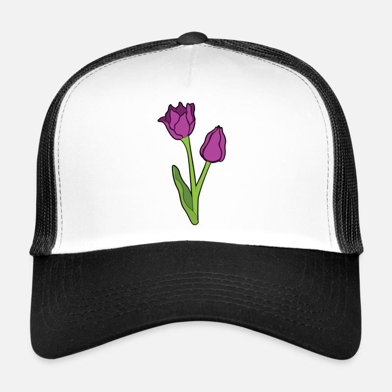 Tulpen - Trucker Cap - Weiß/Schwarz