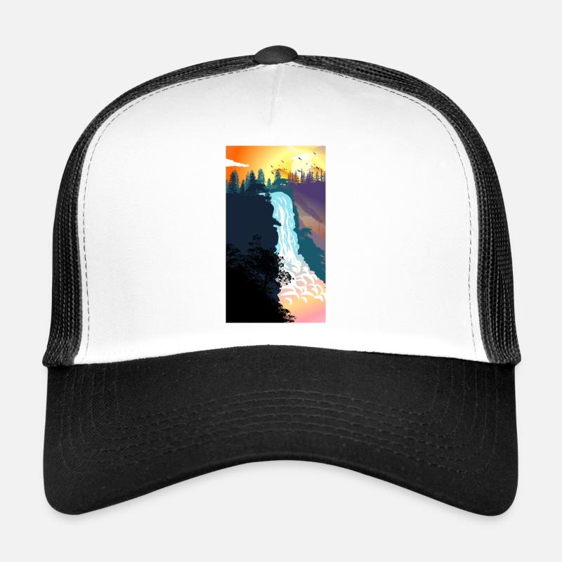 Coucher de soleil sur la cascade Casquette trucker 