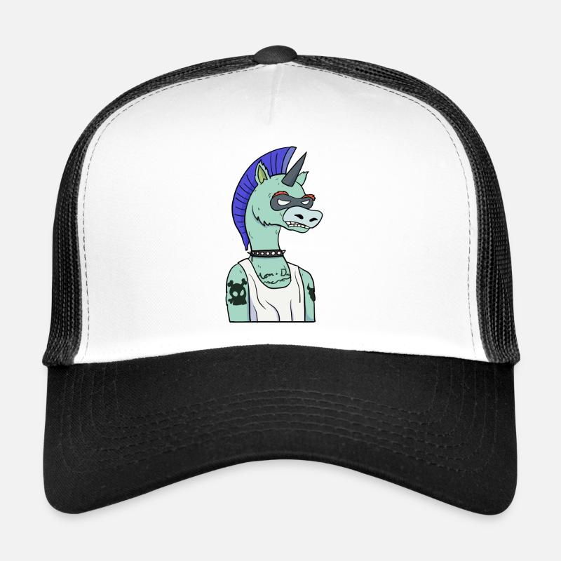 Badass Punk Unicorn Einhorn - Trucker Cap - white/black